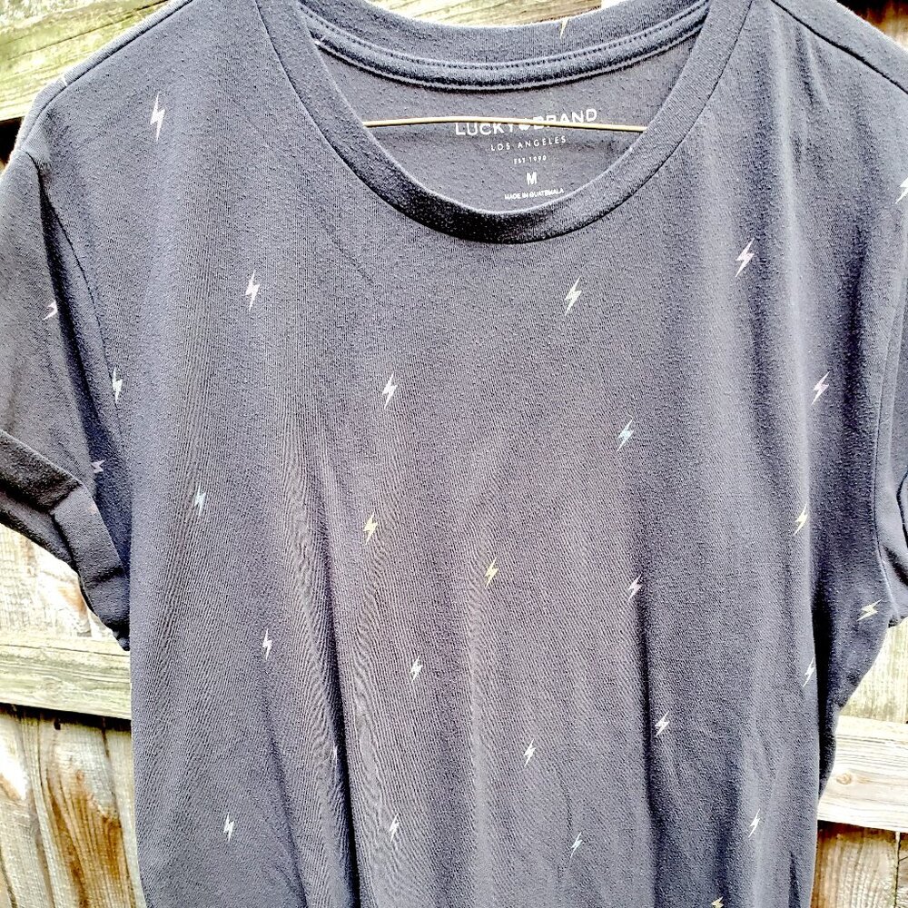 Subtle rainbow lightning bolt tee